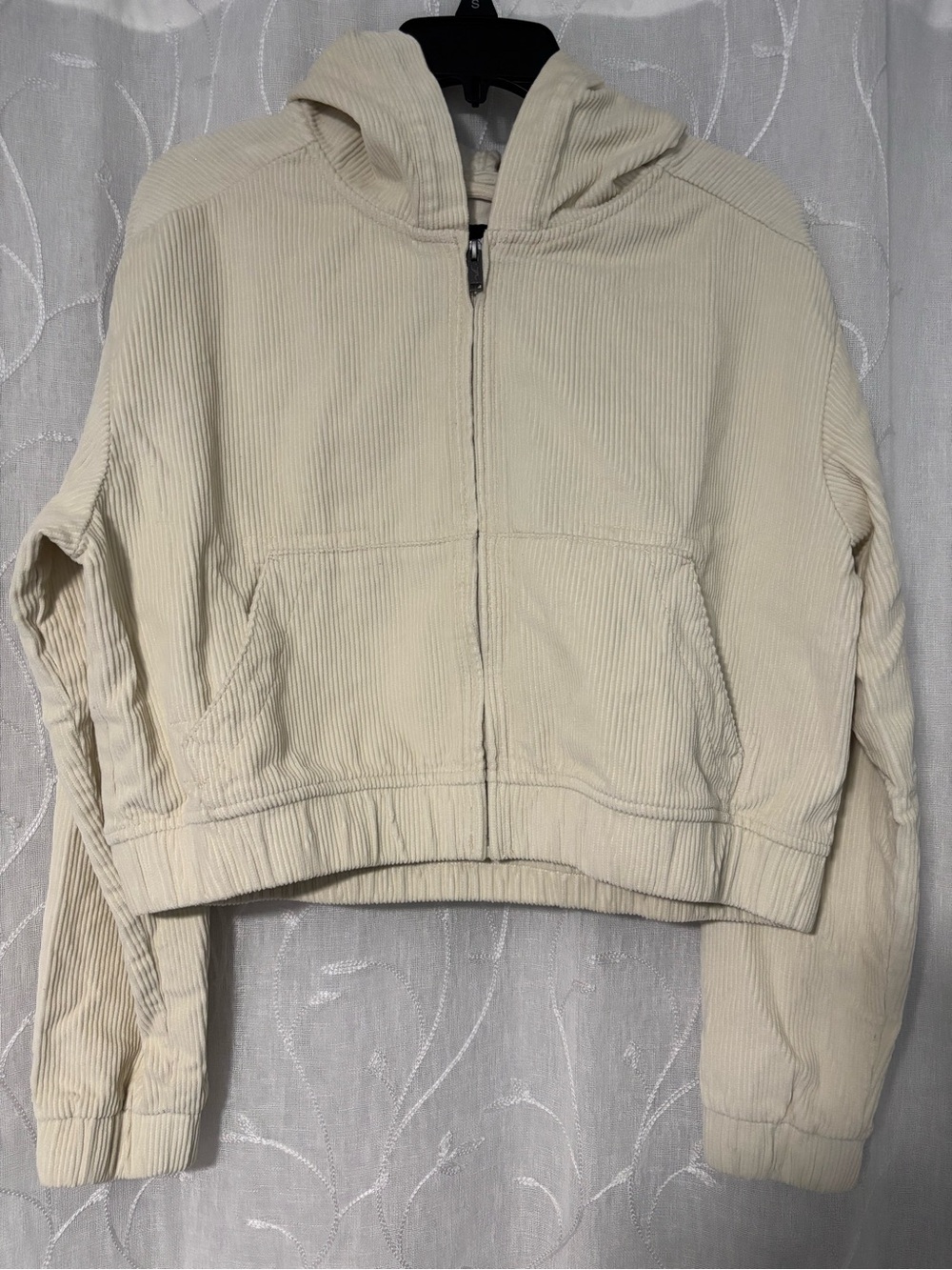 Hollister Cream Corduroy Hooded Zip Jacket